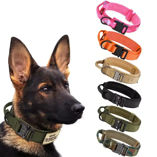 Adjustable Heavy-Duty Tactical Dog Training Collar Made from 1000D Nylon with Quick Release Buckle for Enhanced Comfort and Safety