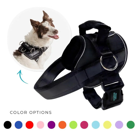 Joyride 2.0 Dog Harness in Solid Colors with 13 Complimentary Personalized Nametags, No-Pull Technology, and 360° Reflective Strips for Enhanced Night Safety - Durable Harness for Large Breeds