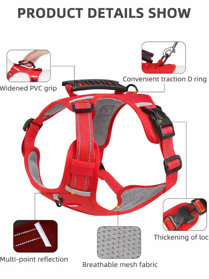 Medium Dog No-Pull Vest Harness, Comfortable and Durable Oxford Fabric with Control Handle and Reflective Strips for Outdoor Walking and Training